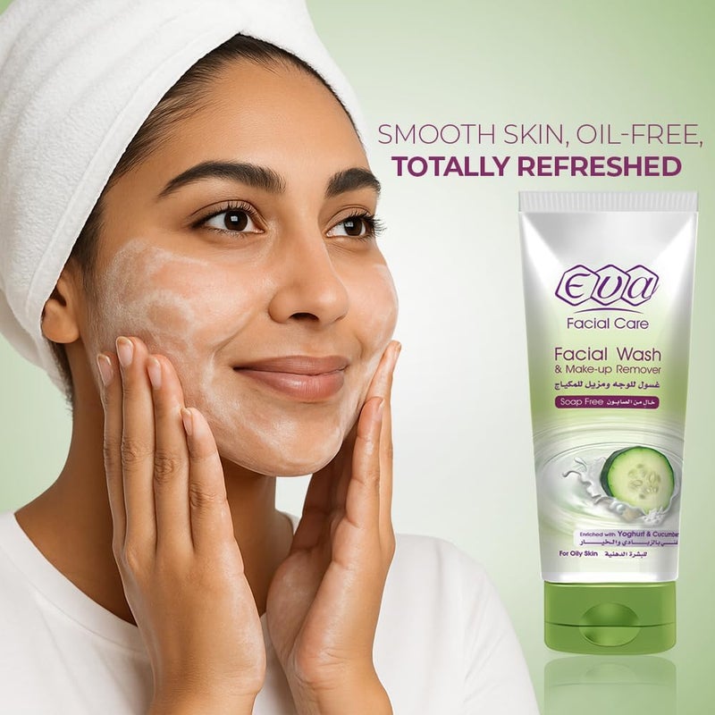 Eva Facial Wash & Make-Up Remover Enriched with Yoghurt and Cucumber for Oily Skin - 150 ml - Image 2